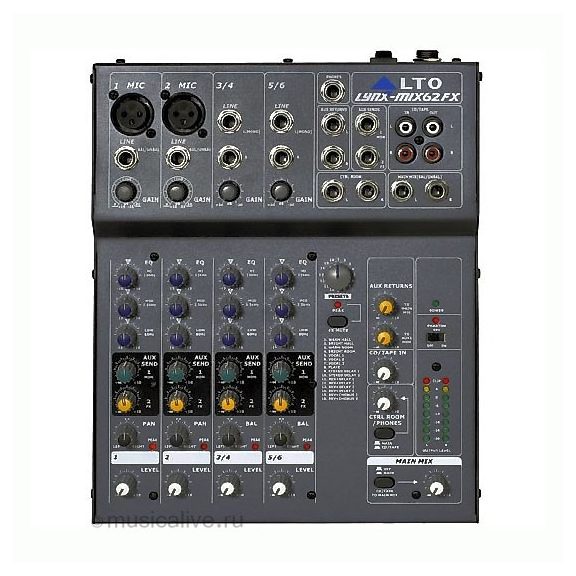 ALTO LYNX-MIX62FX keverőpult DSP effektekkel 12 csatornás ALTO LYNX-MIX62FX keverőpult DSP effektekkel 12 csatornás