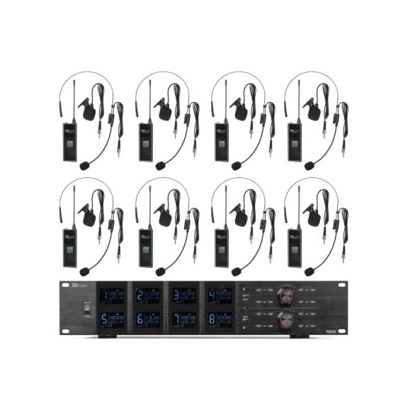 Power Dynamics PD528B UHF vezeték nélküli mikrofonkészlet + 8 db fejmikrofon szett Power Dynamics PD528B UHF vezeték nélküli mikrofonkészlet + 8 db fejmikrofon szett