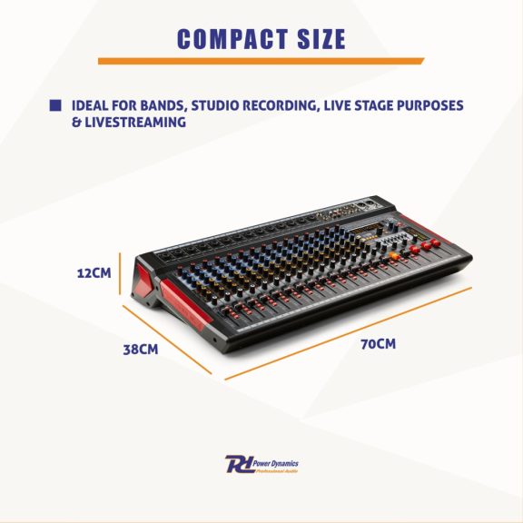 Power Dynamics PDM-T1604 16 csatornás Keverő, Bluetooth, MP3