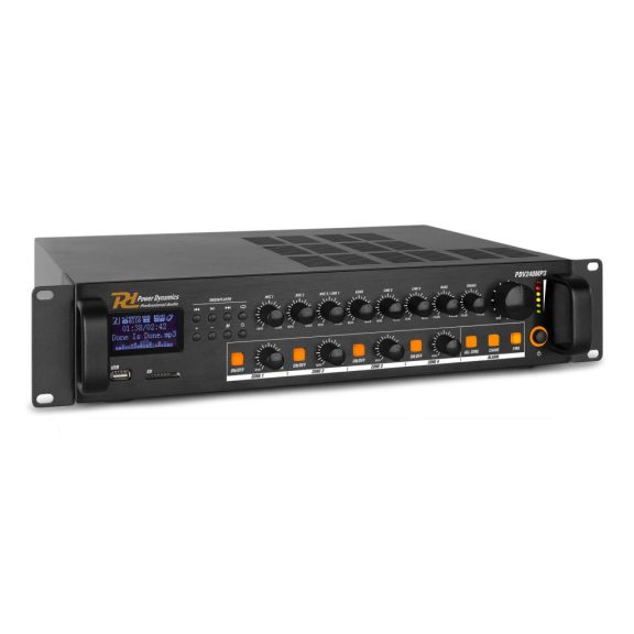 Power Dynamics PDV240MP3 5 csatornás / 4 zónás 100V erősítő (240W) + Bluetooth + FM Power Dynamics PDV240MP3 5 csatornás / 4 zónás 100V erősítő (240W) + Bluetooth + FM