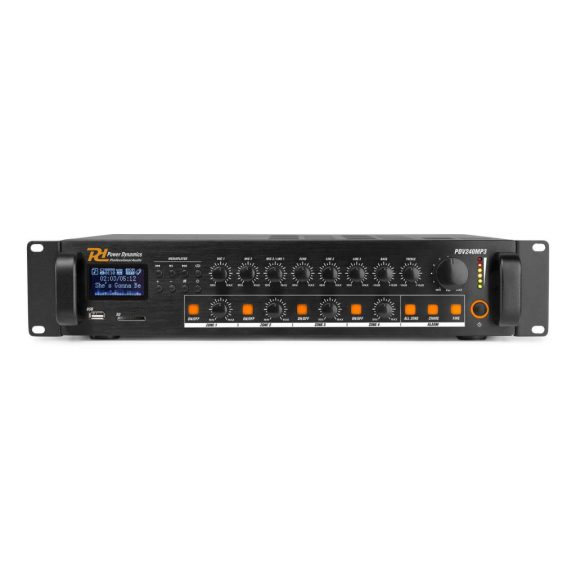 Power Dynamics PDV240MP3 5 csatornás / 4 zónás 100V erősítő (240W) + Bluetooth + FM Power Dynamics PDV240MP3 5 csatornás / 4 zónás 100V erősítő (240W) + Bluetooth + FM