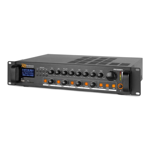 Power Dynamics PDV360MP3 5 csatornás / 4 zónás 100V erősítő (360W) + Bluetooth + FM