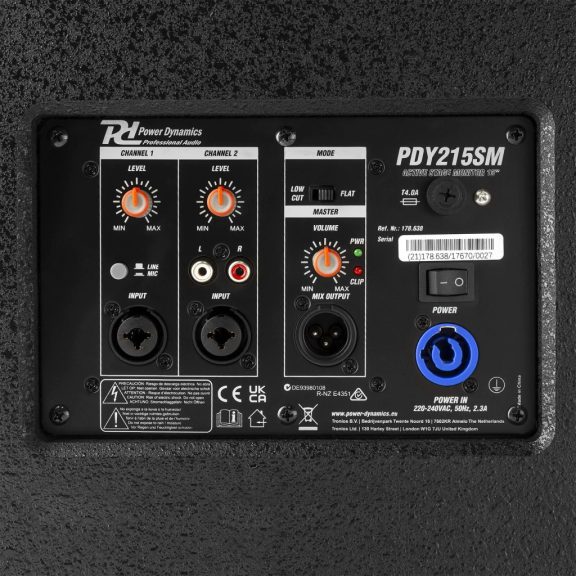 Power Dynamics PDY215SM aktív színpadi monitor hangfal 15″ Power Dynamics PDY215SM aktív színpadi monitor hangfal 15″