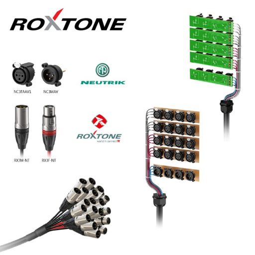 Roxtone STBN1204L20 Professzionális csoportkábel, 12+4 ér, 20m