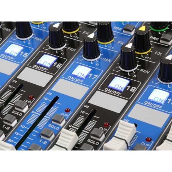 Power Dynamics PDM-S2004 – 20 csatornás dual zenekari keverő, Bluetooth + Effekt + REC felvétel