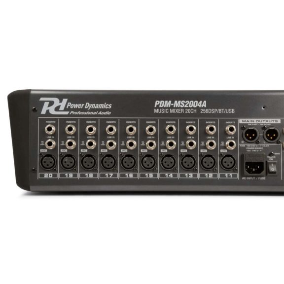 Power Dynamics PDM-S2004 – 20 csatornás dual zenekari keverő, Bluetooth + Effekt + REC felvétel