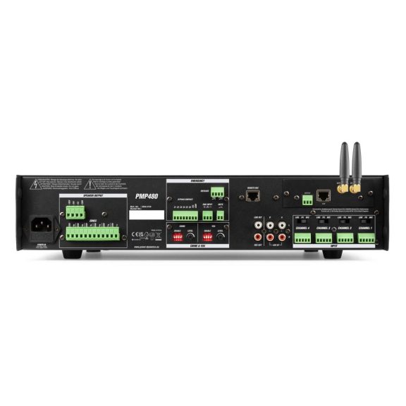 Power Dynamics PMP480 4 csatornás/6 zónás 100V erősítő (480W)+Bluetooth + FM + MP3 Power Dynamics PMP480 4 csatornás/6 zónás 100V erősítő (480W)+Bluetooth + FM + MP3