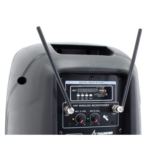 Thunder ACCU-08 300W akkumulátoros hordozható hangfal (2xMik + MP3 + Bluetooth + FM)