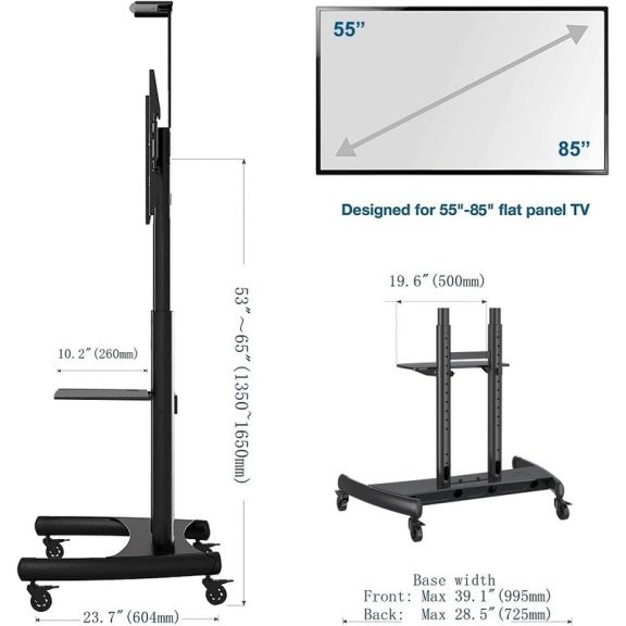 BBstudio gurulós TV állvány 55-90" TV-hez (fekete) BBstudio gurulós TV állvány 55-90" TV-hez (fekete)