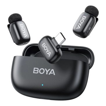   BOYA MINI 2 - 2 adó + 1 vevő (USB-C csatlakozóval) + 1 töltőtok - (fekete)