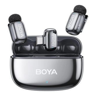   BOYA MINI 2 - 2 adó + 1 vevő (USB-C csatlakozóval) + 1 töltőtok - (szürke)