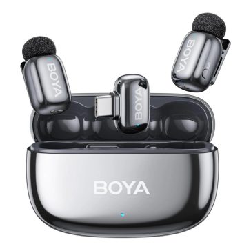   BOYA MINI 2 - 2 adó + 1 vevő (USB-C csatlakozóval) + 1 töltőtok - (szürke)