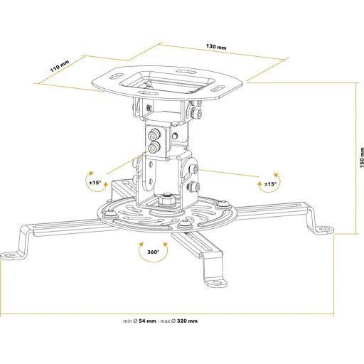 AlzaErgo Projector Mount C10W projektor mennyezeti tartó