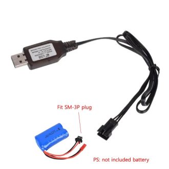   RC akkutöltő 6.4V 600mA USB SM-3P csatlakozós repülőgéphez, játék autó távirányítóhoz, NiMH NiCD 