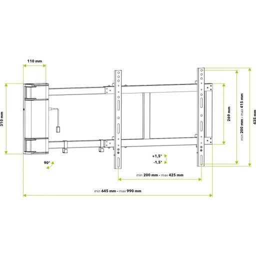 BBstudio E205B ELECTRIC motorosan kinyíló TV fali tartó állvány