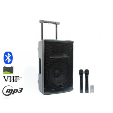   Thunder FLR-12 (12″) 600W akkumulátoros hordozható hangfal (2xMik + MP3 + Bluetooth + FM)