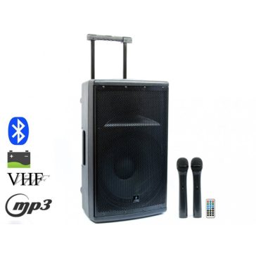   Thunder FLR-15 (38cm) 800W akkumulátoros hordozható hangfal (2xMik + MP3 + Bluetooth + FM)