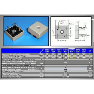 Egyenirányító diódahíd 600V 35A négyzetes KBPC3506