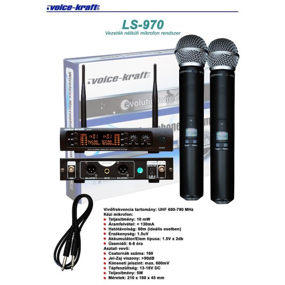Voice-Kraft LS-970 UHF dupla kézi mikrofon szett Voice-Kraft LS-970 UHF dupla kézi mikrofon szett