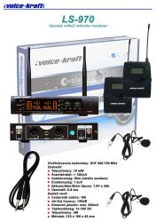Voice-Kraft LS-970 UHF zsebadós mikrofon szett 2 db csíptetős mikrofonnal