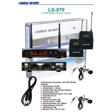   Voice-Kraft LS-970 UHF zsebadós mikrofon szett 2 db csíptetős mikrofonnal