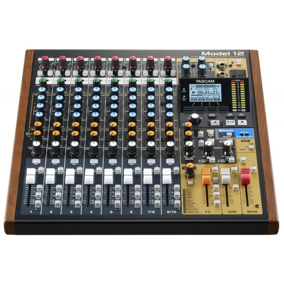 Tascam Model 12 analóg keverő, 12 sávos SD-felvevő és USB-interfész Tascam Model 12 analóg keverő, 12 sávos SD-felvevő és USB-interfész