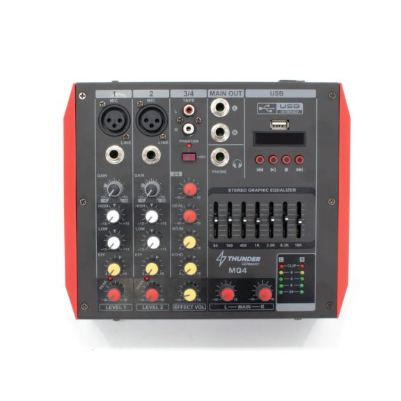 Thunder MQ4 2x300W, 4 csatornás keverőerősítő + Bluetooth Thunder MQ4 2x300W, 4 csatornás keverőerősítő + Bluetooth