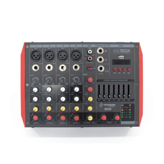Thunder MQ6 2x300W, 6 csatornás keverőerősítő + Bluetooth Thunder MQ6 2x300W, 6 csatornás keverőerősítő + Bluetooth