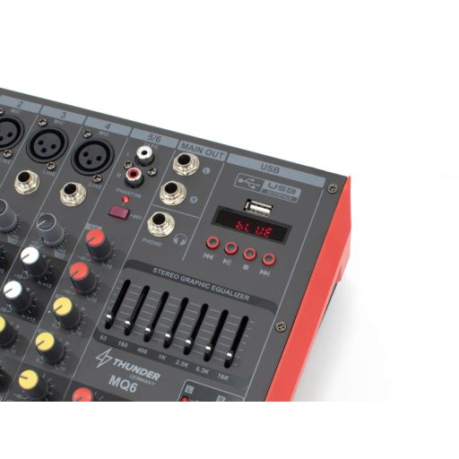 Thunder MQ6 2x300W, 6 csatornás keverőerősítő + Bluetooth