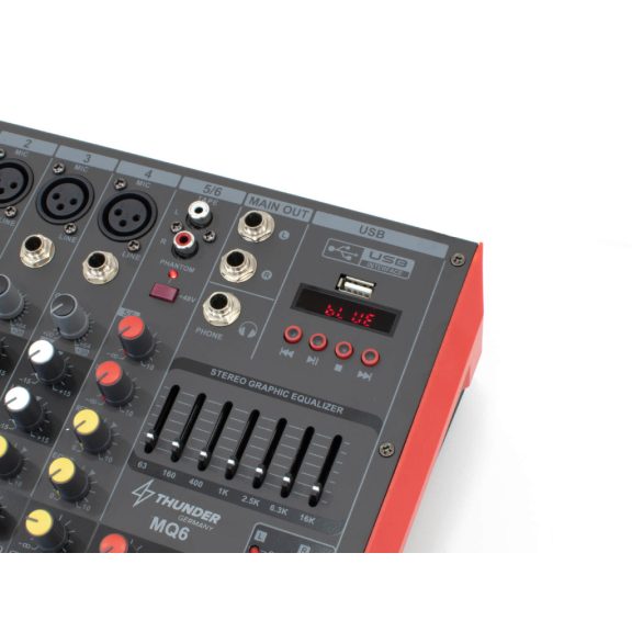 Thunder MQ6 2x300W, 6 csatornás keverőerősítő + Bluetooth Thunder MQ6 2x300W, 6 csatornás keverőerősítő + Bluetooth