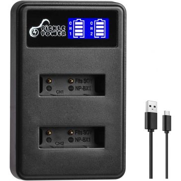Sony NP-BX1 dupla USB-s akkutöltő LCD-vel