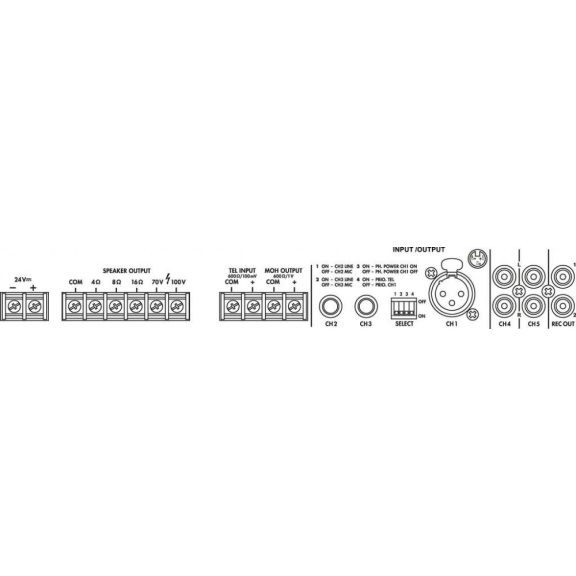 Monacor PA-803DAP keverős erősítő 100V (30W) FM/BT/USB