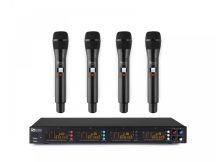   Power Dynamics PD504H UHF vezeték nélküli mikrofon szett (4xKÉZI mikrofon) (4 x 50 csatorna) + Koffer
