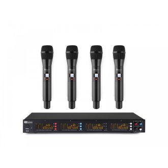   Power Dynamics PD504H UHF vezeték nélküli mikrofon szett (4xKÉZI mikrofon) (4 x 50 csatorna) + Koffer