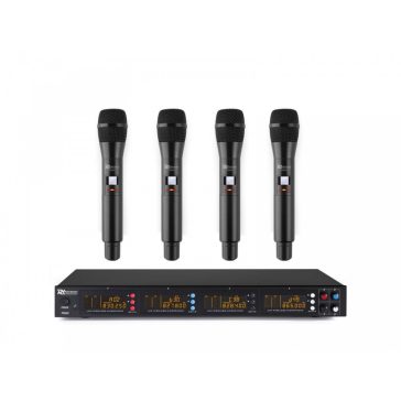   Power Dynamics PD504H UHF vezeték nélküli mikrofon szett (4xKÉZI mikrofon) (4 x 50 csatorna) + Koffer