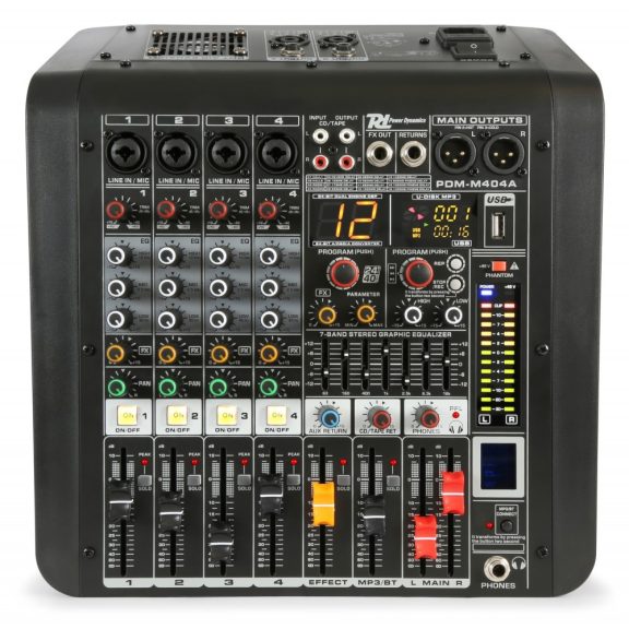 Power Dynamics PDM-M404A (2x200w) keverőerősítő, Bluetooth + Effekt
