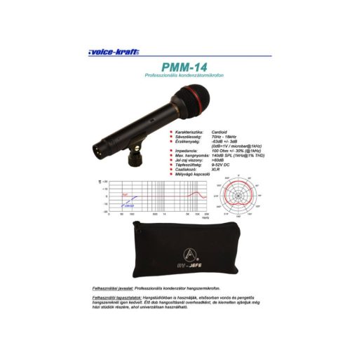 AV-Leader Jefe PMM-14 Kondenzátor hangszer mikrofon, mélyvágó szűrő