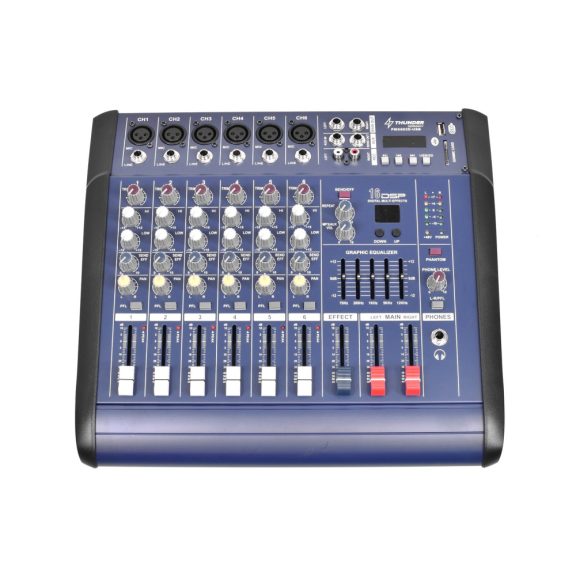 Thunder PMX602D-USB 2x500W, 6 csatornás keverőerősítő + Bluetooth Thunder PMX602D-USB 2x500W, 6 csatornás keverőerősítő + Bluetooth