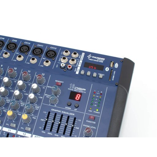 Thunder PMX1202D-USB 2x500W, 12 csatornás keverőerősítő + Bluetooth