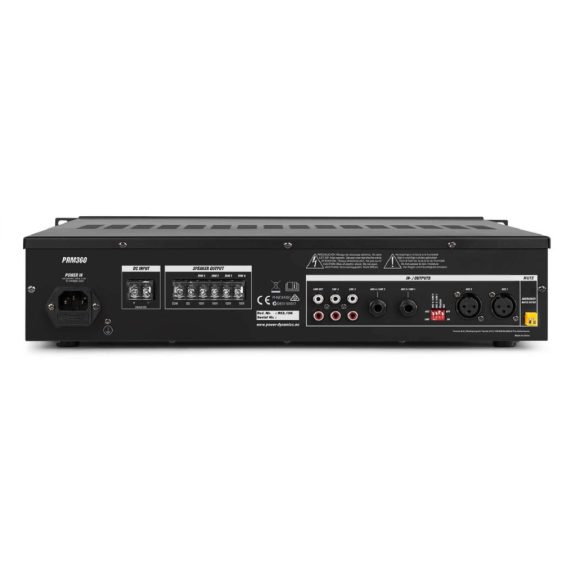 Power Dynamics PRM360, 100V erősítő (360W) 6 csatornás / 4 zónás, (MP3 + Bluetooth)