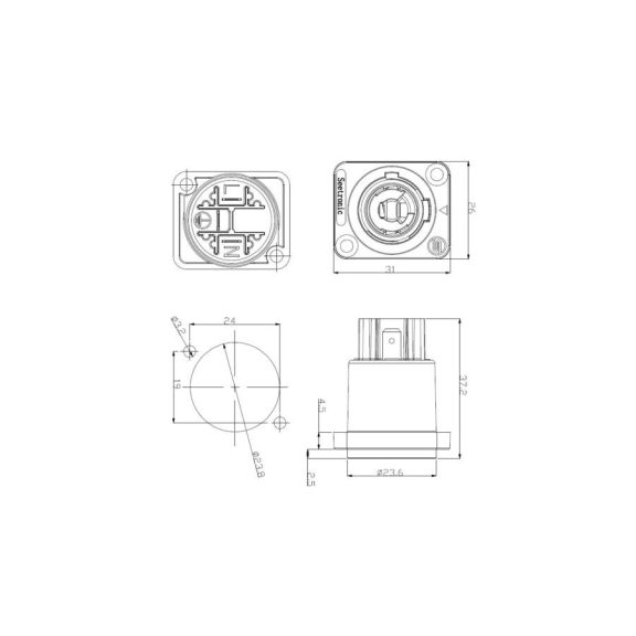 Seetronic SAC3MPA PowerCon aljzat, 3 pólusú, bemeneti