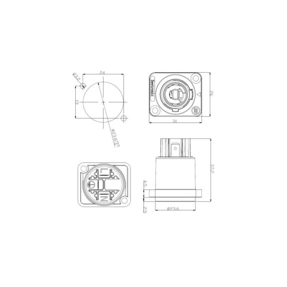 Seetronic SAC3MPB PowerCon aljzat, 3 pólusú, kimeneti