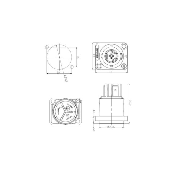 Seetronic SAC3MPX PowerCon aljzat, 3 pólusú, bemeneti, IP65 Seetronic SAC3MPX PowerCon aljzat, 3 pólusú, bemeneti, IP65