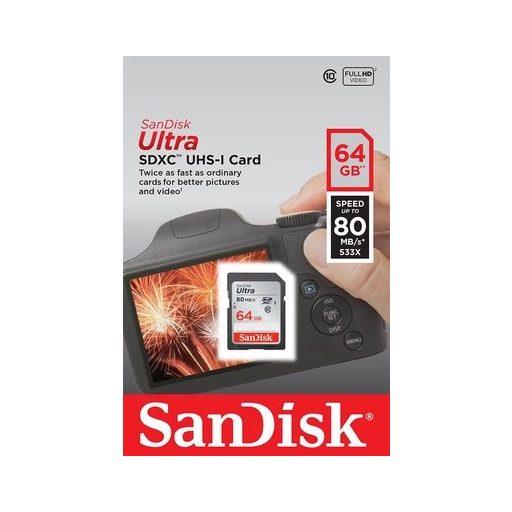 Sandisk 64GB ULTRA SDXC Class 10 UHS-I memóriakártya