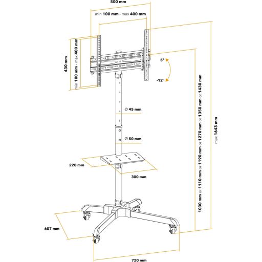 AlzaErgo TV Cart TC320B Essential 32"-55" fekete