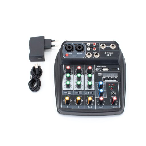 Thunder AI-4 – 4 csatornás stúdió / zenekari keverő, USB, Bluetooth + Effekt