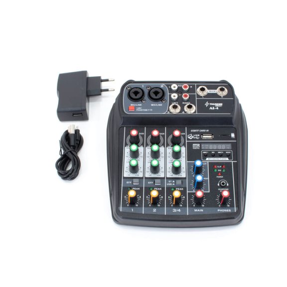 Thunder AI-4 – 4 csatornás stúdió / zenekari keverő, USB, Bluetooth + Effekt Thunder AI-4 – 4 csatornás stúdió / zenekari keverő, USB, Bluetooth + Effekt