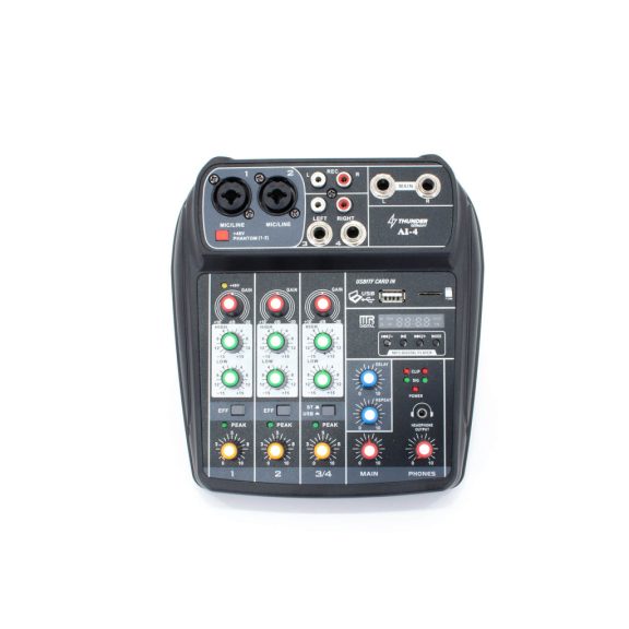 Thunder AI-4 – 4 csatornás stúdió / zenekari keverő, USB, Bluetooth + Effekt Thunder AI-4 – 4 csatornás stúdió / zenekari keverő, USB, Bluetooth + Effekt