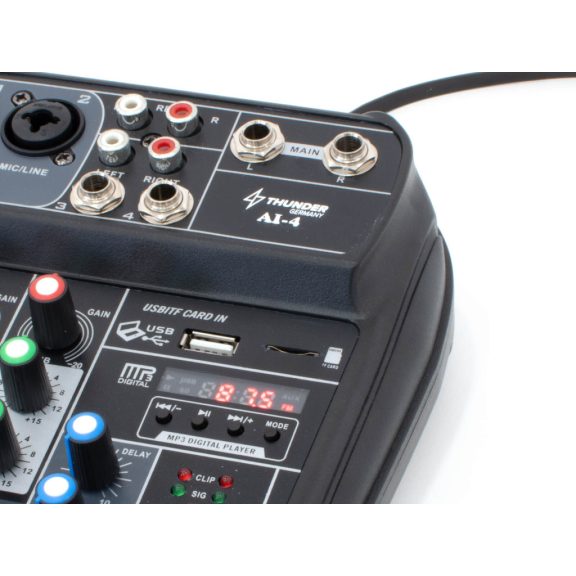 Thunder AI-4 – 4 csatornás stúdió / zenekari keverő, USB, Bluetooth + Effekt Thunder AI-4 – 4 csatornás stúdió / zenekari keverő, USB, Bluetooth + Effekt
