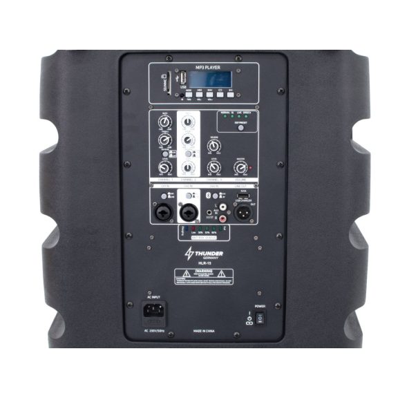 Thunder HLR-15 (15″) 1000W akkumulátoros hordozható hangfal (2xMik + MP3 + TWS Bluetooth)